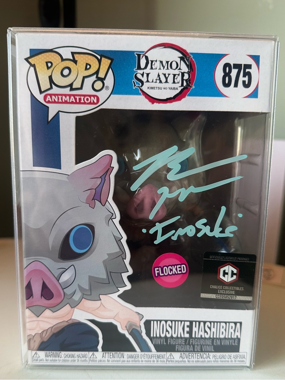 Signed Funko Pop! Demon Slayer Inosuke Hashibira Flocked